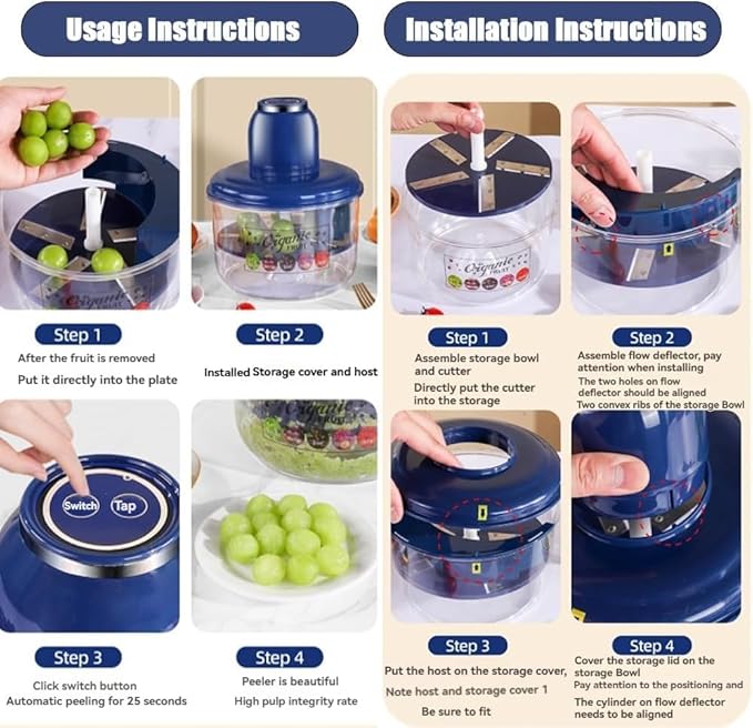 Automatic Grape Peeler Machine, Electric Garlic & Cherry Tomato Peeler Skin Remover Tool for Small Fruits, Effortless Peeling for Home Kitchen (Blue-1PC)